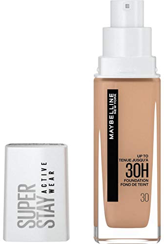 Maybelline New-York - Fond de Teint Liquide Longue Tenue, Sans Transfert, Haute Couvrance - Superstay Active Wear 30h - Teinte : Sable (30) - Contenance : 30 ml