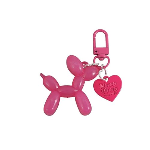 tenghong2021 Regalo del día de San Valentín, lindo llavero de perro con globo de gelatina para mujer, llavero de coche, bolso de mano, accesorios, ROSA ROSA, S