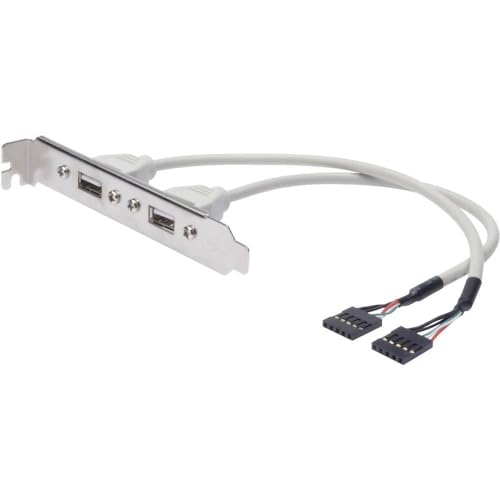 DIGITUS Staffa Slot USB 2.0 – 0,25 m – 2x IDC (5 pin) a 2x USB-A – 480 Mbps – per comuni case per computer – Beige