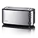 SEVERIN AT 2509 Tostapane 4 fette Maxi 1400W con griglia, tasto scongelamento e regolazione doratura, Tostafette 4 fette, Tostapane in acciaio inossidabile, Nero/argento opaco