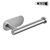 BESy Self Adhesive Toilet Paper Holder Bathroom Paper Toilet Roll Holder Hanger, SUS 304 Stainless Steel, Wall Mount with 3M Tape and Glue Stick, Brushed Nickel Finish