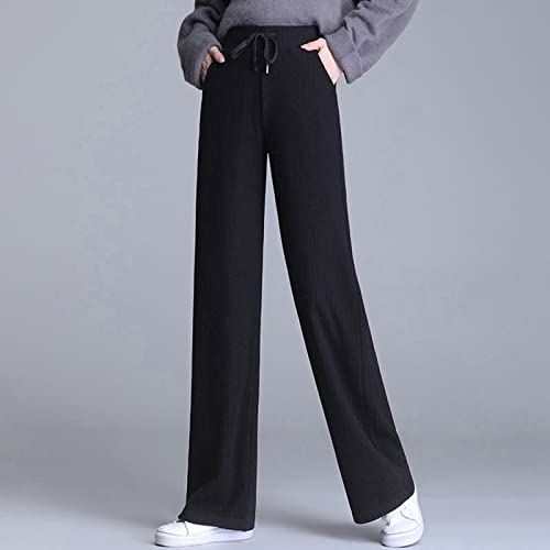Pantalon de vadrouille en tricot épais taille haute lâche contre le froid