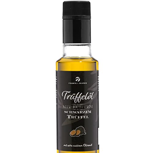 Trüffelöl mit echtem Trüffel. 250ml. Aus nativem Olivenöl extra vergin. Für Saucen und zum Verfeinern von Gerichten. Für vegane und glutenfreie Ernährung geeignet (schwarzer Trüffel, 250ml)
