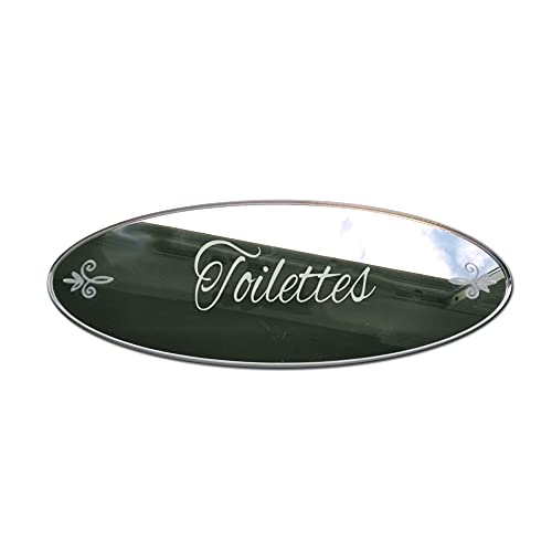 Plaque Toilettes Adhésive WC - Miroir à Coller Mural Style Shabby - Plexi Pour Porte Maison