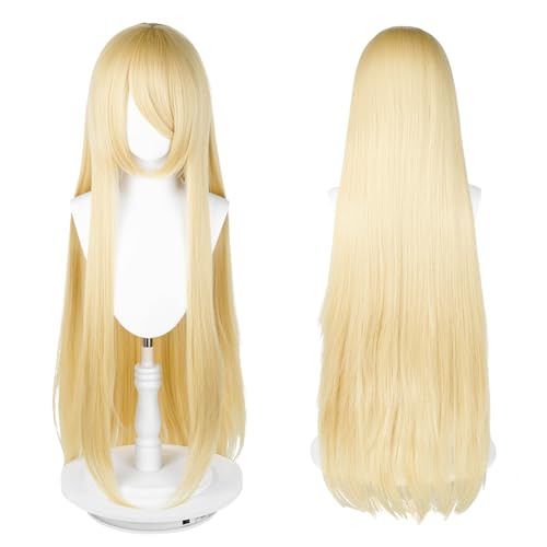 UTIEHD 100cm / 40 Inch Long Wig, Universal Anime Costume Cosplay Wig, Perfect for Party, Daily-Use, Festivals, and Halloween, Great for TV, Film, Anime Game Character Cosplay (Blonde)
