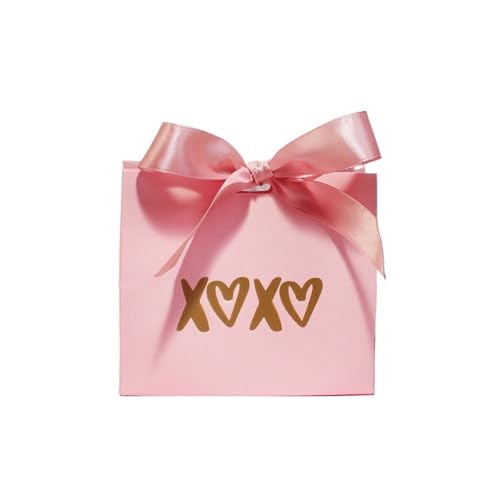 YDYAENIO Cajas para Chuches Adorable Pink Mini Bag with Gold Foil 'Love' Great For Candy Chocolate Ferrero Rocher and Small Box Perfect For Wedding(Pink,50PCS_11.5X4.5X10CM)