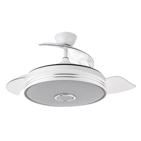 Ventilador DC 72W 6120lm blanco, 110° de inclinación, 3 aspas. Temperaturas de color: 3000-4000-6000K. Control remoto, temporizador y función de memoria.