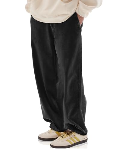 HOTake Men's Casual Corduroy Pants Baggy Pants for Men L(36) Black