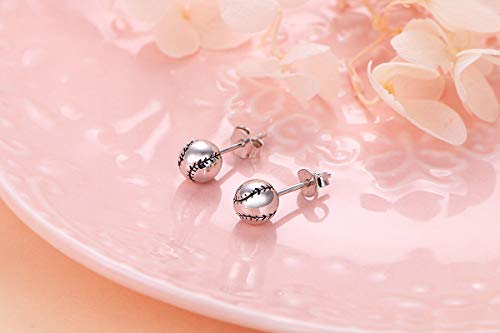 S925 Sterling Silver Basketball Baseball Football Rugby Softball Volleyball Ball Stud Earrings for Women Men3