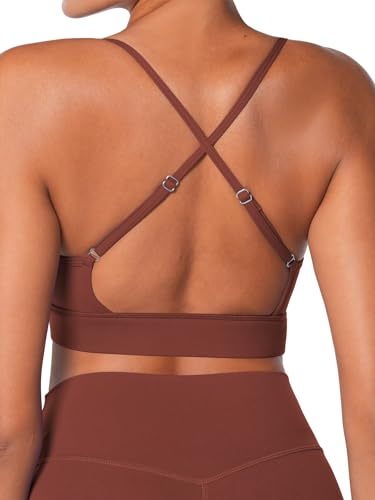 Image of Sunzel Sports Bra for Women, Criss-Cross Open Back Adjustable Strappy Bras, Workout Gym Padded Yoga Bra with Removable Pads