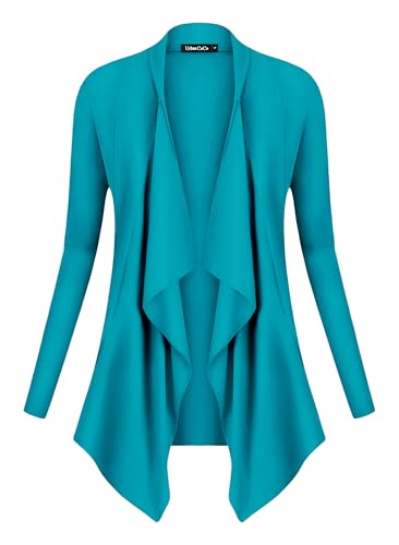 Image of Urban CoCo Women's Drape Front Open Cardigan Long Sleeve Irregular Hem