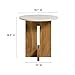 Modway Tarin Marble Top Side Table in Natural - Round Acacia Wood Living Room End Table - Modern Plant Stand or Small Drink Table