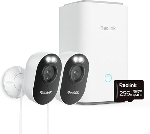 Image of Reolink Outdoor Security Camera System, 2K Plug-in Cameras, 5G /2.4GHz Wi-Fi | 256GB microSD Card Included, Max.512GBx2 Storage, Smart Detection, 24 /7 Offline Recording, Home Hub with 2x Lumus