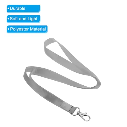 Longe de cou grise PATIKIL de 17 pouces avec mousqueton pivotant pour badge ID - 4
