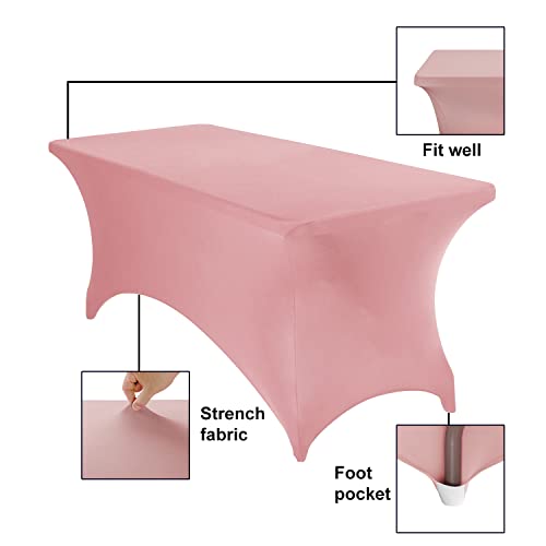 eccwai Spandex 8ft Waterproof Table Cover for Party,Wedding, Banquet, and Events(Dusty Pink) by eccwai - Image 5