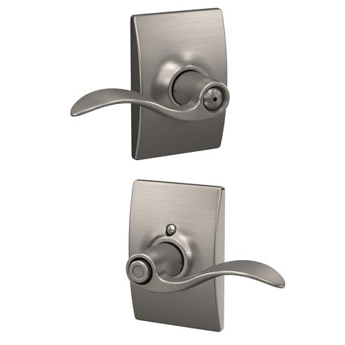Image of SCHLAGE F40 Acc 619 CEN Century Collection with Accent Privacy Lever, Satin Nickel