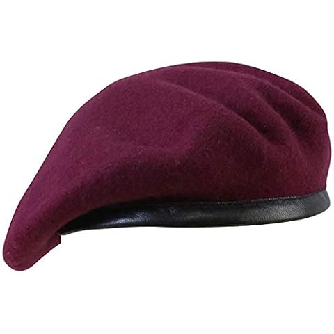 Kombat Tactical Mens Army Combat Military Beret Cap Hat Color Maroon Wool XS - XL (Maroon, XS (56cm)) Cover
