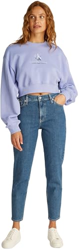 Calvin Klein Damen Sweatshirt Shadow Graphic Crewneck Cropped, Violett (Persian Violet), XXXL – Ansicht 4