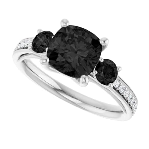 Prachi Jewel 2-4 CT Cushion Cut Black Onyx Engagement Ring