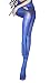 Kffyeye Sheer Pantyhose High Waist Open Crotch Tights Shiny Silk Stockings, Ultra Shimmery Plus Footed 30D Tights (1pcs Blue)
