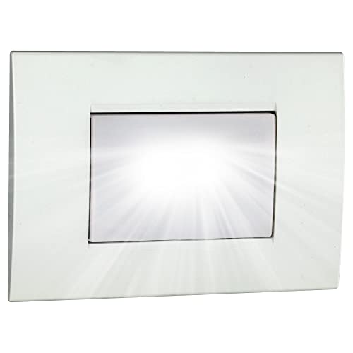 VEMER VE511200 SYRIO – Lampada Emergenza da Incasso 3 Moduli, LED Bianco Opale per Blackout, Interruzioni Corrente, Torcia Portatile