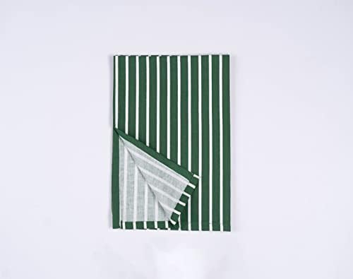 Double Oven Gloves Set with Apron Heat Resistant Oven Mitts for Home Kitchen Baking and Cooking, Butchers Stripe Pot Pan Tray Double Oven Gloves Set (Green)