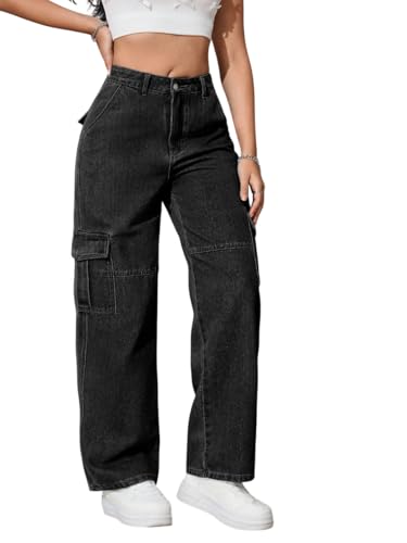 Image of Tagas Women Cargo Jeans | Women,s Cargos-Pants | (Women's) Denim Cargo's Pants || Cargo,s for Woman || Oversized-Jeans for Woman's || Loose Jeans Pant for Woman,s