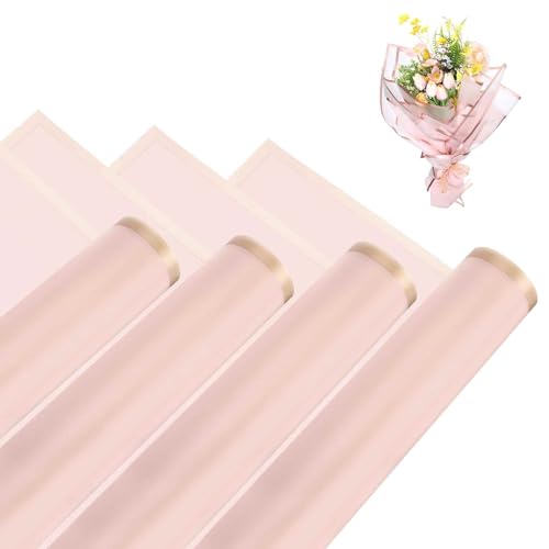 Papier cadeau pour bouquet de fleurs étanche rose rose de 56 cm pour anniversaire et Saint-Valentin