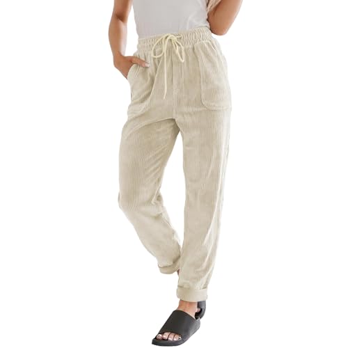 Pantaloni in velluto a coste da donna taglie forti – Pantaloni da donna in pile a gamba larga casual con coulisse allentata – Pantaloni streetwear per attività all'aperto, pantaloni da jogging larghi