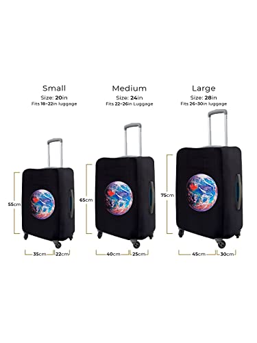 Image of Cortina Eco-Friendly Abstract Print Luggage Protective Cover | Large | Fits 26-30 Inch Luggage | Polyester-Spandex | 72cm (28 inch) | Travel Suitcase Protectors | Anti Scratch | Pack of 1 | Black 2