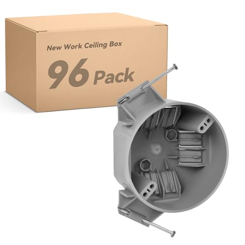 Togalonn 20 Cubic Inch New Work Ceiling Electrical Box, Ceiling Light Box for New Construction, PVC, UL Listed, 96 Pack
