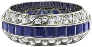 Jewels by Parijaat 14K White Gold Plated 925 Sterling Silver Princess Cut Created Gemstone and White Diamond Fashionable Full Eternity Wedding Engagement Ring (3 CT)