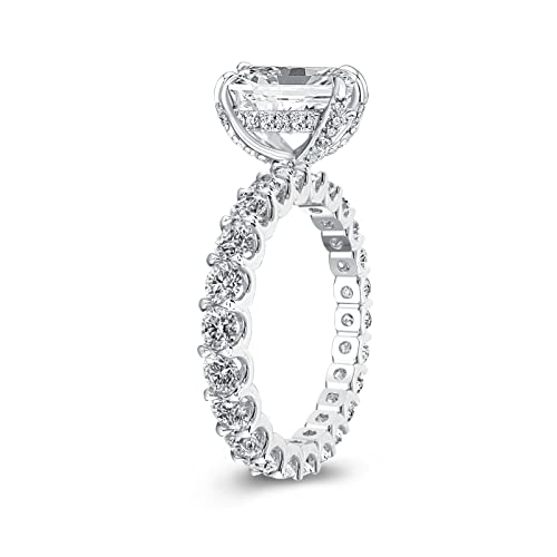 3CT Radiant Cut Engagement Ring for Women, Simulated Diamond Ring,18K White/Yellow Gold Plated 925 Sterling Silver Promise Ring2