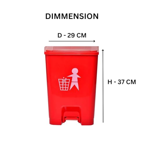 Image of biomedical waste bin hospital pedal dustbin medical waste container | biohazard bag plastic (15Ltr, Red) With 5 Pcs Bio hazard bags Free