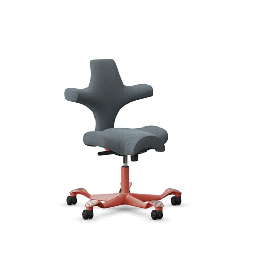 Image of HAG Capisco Standard Chair-Blush Rose Frame-Upholstered Dark Gray