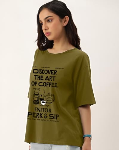 Image of AUSK Oversized T-Shirt for Womens || Graphic Front Printed Loose fit Womens Tshirt