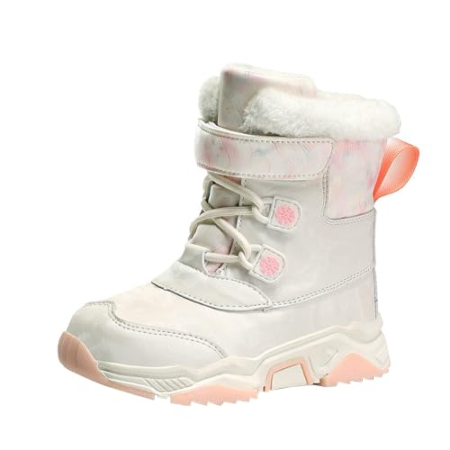 Kids Winter Snow Boots W𝐚terproof Outdoor Warm Faux F𝐮r Lined Shoes Toddler Comfortable Slip R𝐞sistant Mid Boots