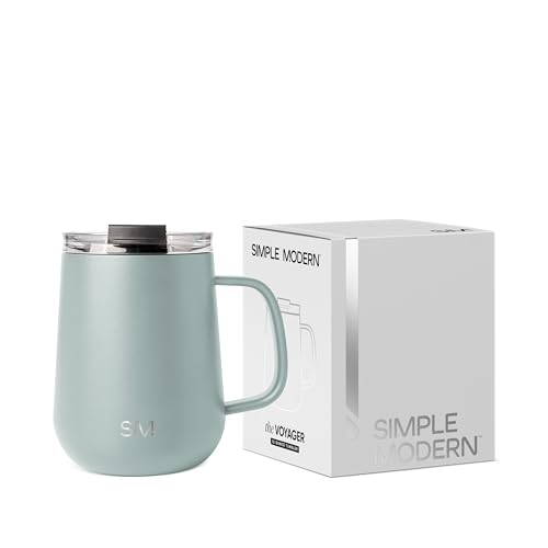 Comparison: Best Insulated Glass Travel Mug 8 Simple Modern Travel Coffee Mug with Lid and Handle | Reusable Insulated Stainless Steel Coffee Tumbler Tea Cup | Gifts for Women Men Him Her | Voyager Collection | 12oz | Sea Glass Sage