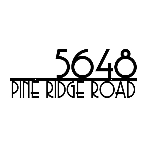 Personalized Metal House Number Sign with Street Name Sign | Mid Century Modern Font | Art Deco Address Numbers and Street Name | Handmade Metal Address Sign | Custom Address Plaque