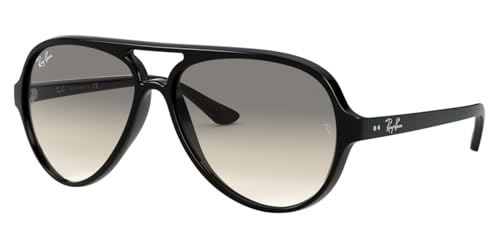 Ray-Ban RB4125 CATS 5000 CLASSIC Pilot Shaped Non-Polarized Sunglasses for Men – Includes Official RAYBAN Eyewear Kit – Ideal Formal & Casual Wear Sunglasses – Light Grey Gradient Lens