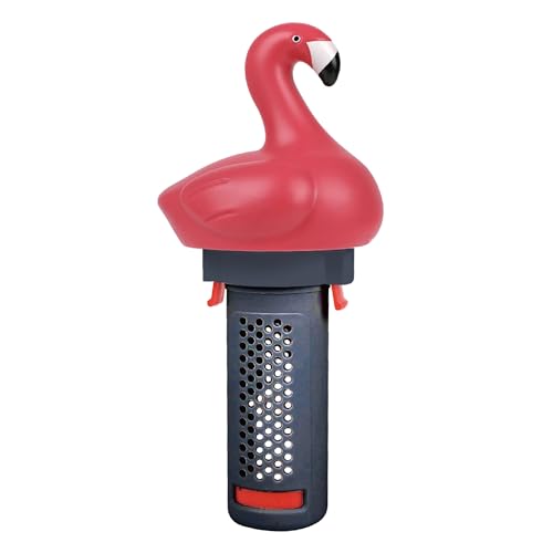 Pool Chlorine Floater, Small Floating Chlorine Bromine Dispenser for 1 Inch Tablets, Mini Chlorinator with 6 Flow Level Control, Cute Flamingo Tablet Holder for Above Ground Pools, Spas, and Hot Tubs -  MKLZ, JIUSI004201-02-01