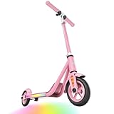 Gobazaar Electric Scooter for Kids Ages 6-12, 150W Hub Motor, 10 mph, Colorful Lights, LED Display, Dual Brake System, 4 Height Adjustable Electric Scooter, Best Gifts for Kids