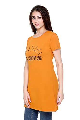 Image of Plush Women's Long Printed Cotton Round Neck Half Sleeve T-Shirt /Tshirts (DPL-PT-001)