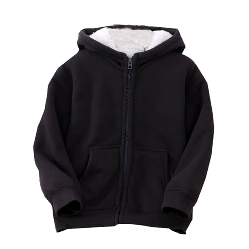 Bambino piccolo/grandi bambini ragazze inverno caldo ispessito classico con cappuccio giacca con cerniera tinta unita per i bambini vestiti storici romanzi giovanili, grigio scuro, 7-8 Anni