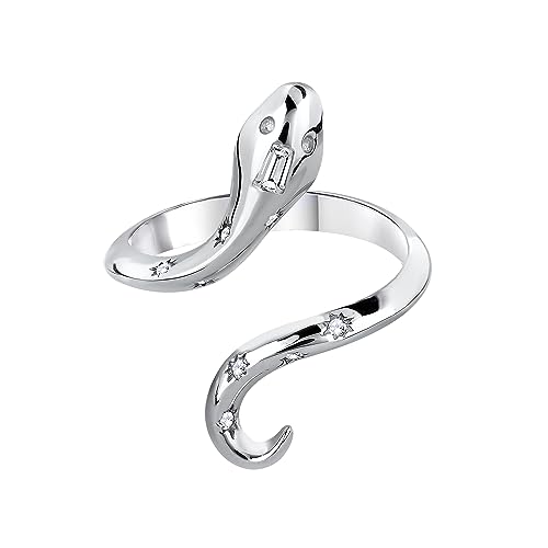Bague serpent en argent sterling 925 avec finitions de haute joaillerie