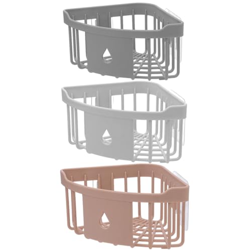 CLISPEED 3 Piezas drain basket cajas almacenaje baño Cesta escurridor Portaobjetos colgante baño estante cestas hacer colgador de ducha tablero de almacenamiento de esquina de pared páginas