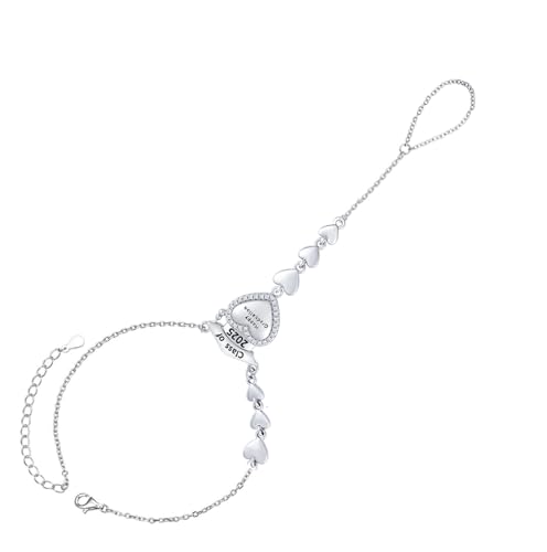 Image of Sunflower Jewellery Gold Hand Chain Bracelet Graduation Finger Heart Gifts 2025 (2025 Graduation Hand Chain)