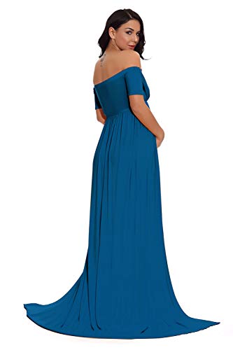 ZIUMUDY-Maternity-Off-Shoulder-Wraped-Ruched-Gown-Split-Front-Maxi-Photography-Dress