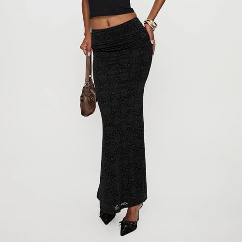 Women Y2K Floral Lace Midi Skirt Low Waist See Through Summer Spring Casual Party Wrap Half Dress Streetwear3