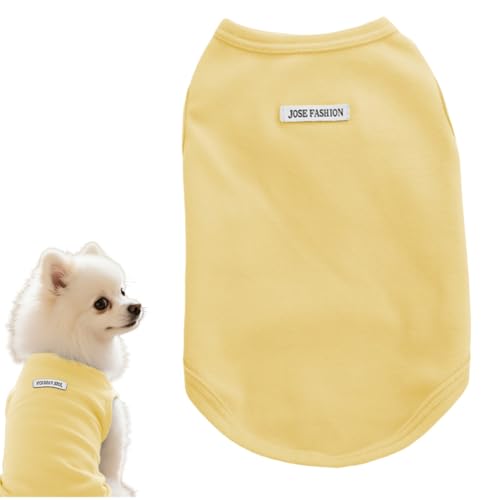 犬服 Tシャツ 綿製 タンクトップ ペット服 犬 猫 ベスト 可愛い ドッグウェア コスプレ コスチューム 犬服 猫服 通気性 脱毛保護 仮装 変身服 記念撮影 お出かけ お散歩 猫 小型犬 ペット用品 春 夏 秋 (イエロー, L:3.5-4.5kg)